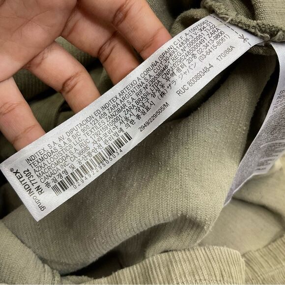 ZARA khaki corduroy pinafore midi cotton overall dress M - Picture 11 of 15